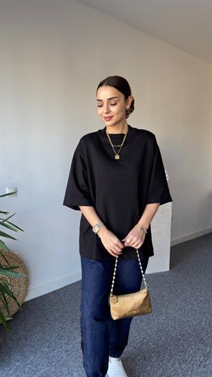 Vatkalı Premıum Siyah Basic Tshirt