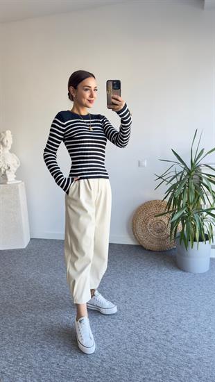 Sima Fitilli Çizgili Triko