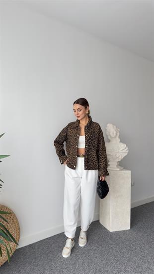 Serena Leopar Desenli Gömlek Ceket