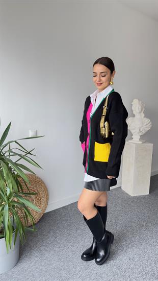 Soer Renk Geçişli Siyah Hırka