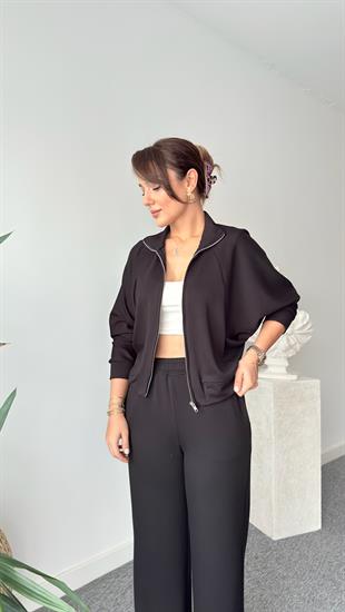 Siyah Norde Sırt Pileli Modal Takım