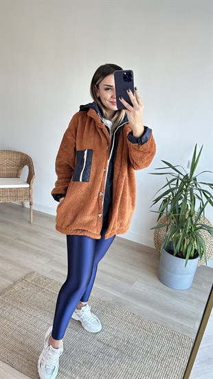 Paraşüt  Detaylı Tarçın Peluş Mont