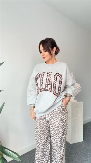 Cıao Leopar Nakışlı Sweatshirt