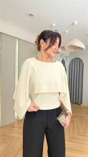 Bej Zra Model Pelerin Triko Kazak
