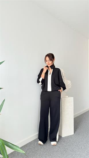 Siyah Maiga Yarım Fermuarlı Modal Takım