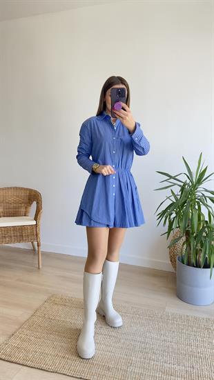 Zra Model Çizgili Poplin Elbise