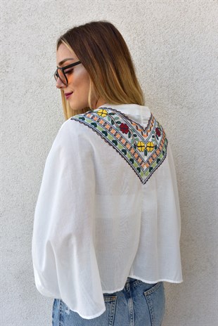 Zara Model Nakışlı Gömlek 