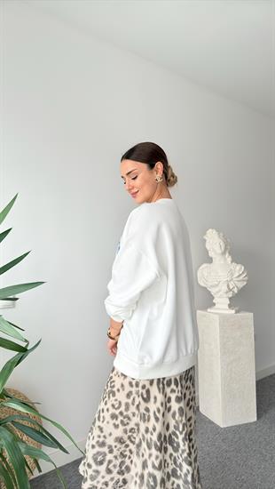 Leopar Amour Yazılı Sweatshirt