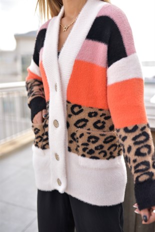 Leopar Detaylı Yumoş Hırka