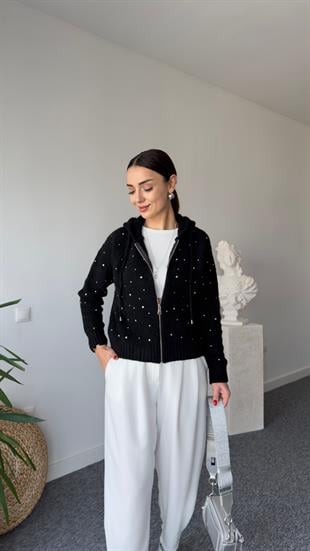 Çakımlı Zra Model Siyah Triko Hırka