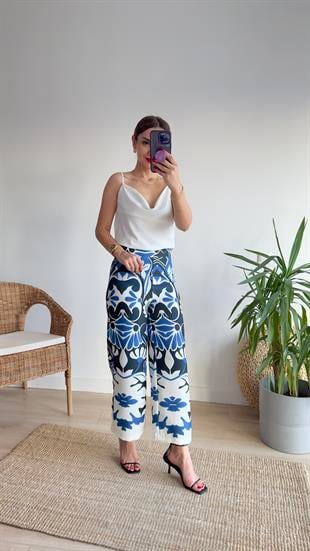 Culotte Mavi Desenli Pantolon