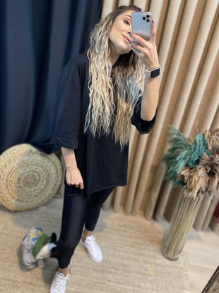 Siyah Duble Kol Basic Tshirt