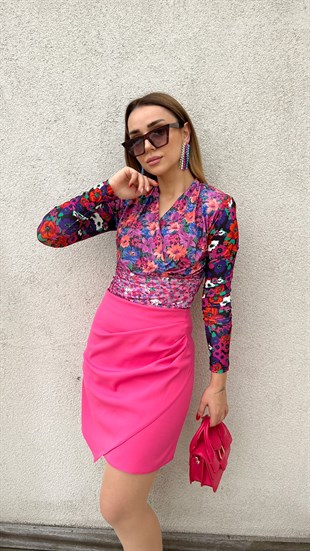 Floral Desen Büzgülü Bluz