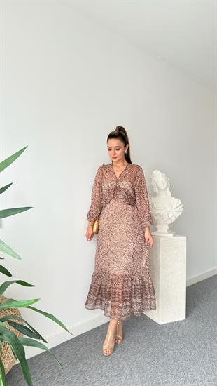Fırfırlı Desenli Zra Model Elbise 