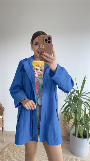Madis Oversize Mavi Yağmurluk 
