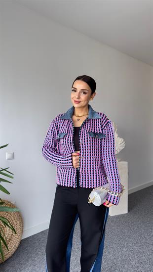 Marka Model Denim Garnili Renkli Triko Hırka
