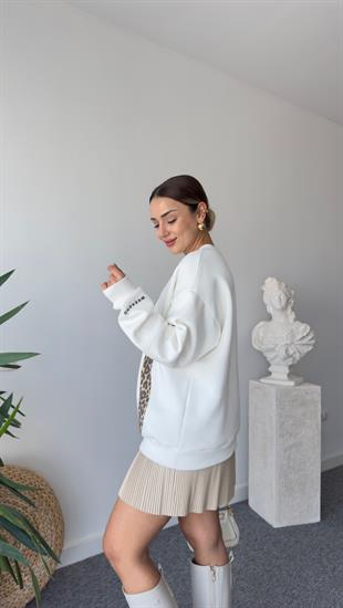 Aster Önü Kaplan Baskılı Sweatshirt