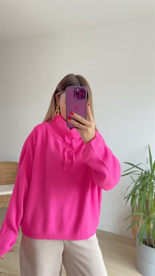 Boğazlı Basic Pembe Triko