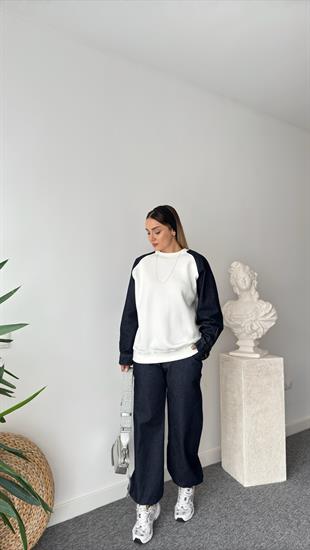 Borges Kot Garnili Beyaz Sweat Pantolon Takım