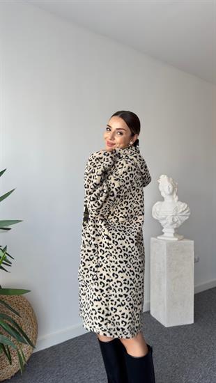 Paulo Arma Gold Detaylı Peluş Leopar Kaban