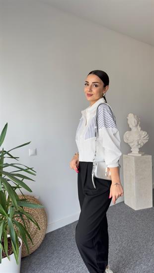 Lori Mavi Çizgili Basic Gömlek