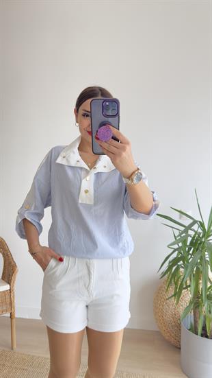 Berta Çizgili Poplin Gömlek