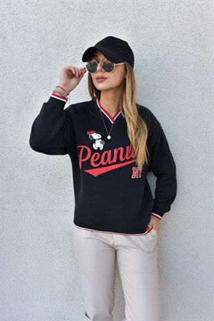 Peanuts Siyah Sweat