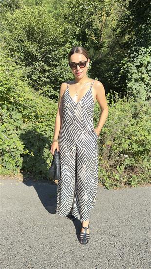 Çizgi Desenli Tulum