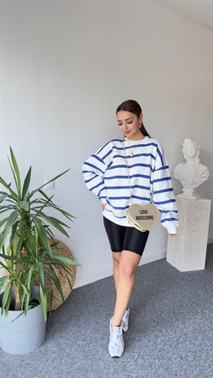 Raise Mavi Çizgili Şardonlu Sweat