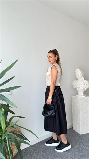 Siyah Niasse Bel Büzgülü Zra Model Elbise 
