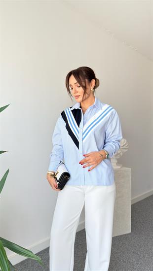 Jakob Ribana Detaylı Çizgili Gömlek