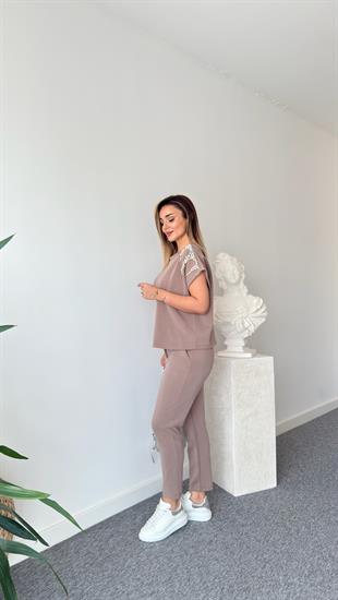 Kahve Klara Premium İncili Modal Takım