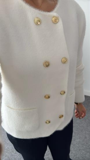 Massi Gold Düğmeli Ekru Hırka 