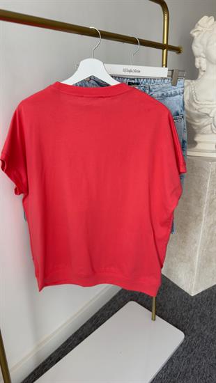 Kot Şeritli Pembe Tshirt