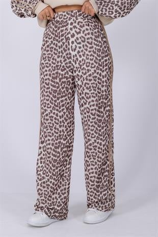 Rustel Çift Şeritli Leopar Desenli Pantolon