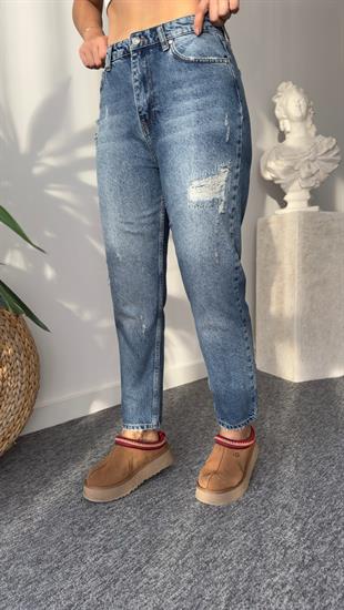 Yıkamalı Yırtık Detaylı Jean