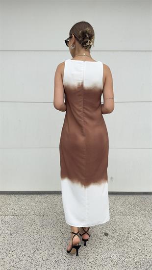 Massi Model Kahve Beyaz Elbise 