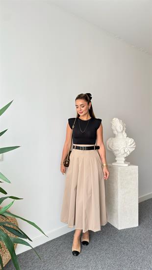 Brek Zra Model Kemerli Kontrast Elbise