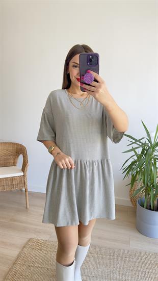 Çizgili Salaş Basic Elbise 