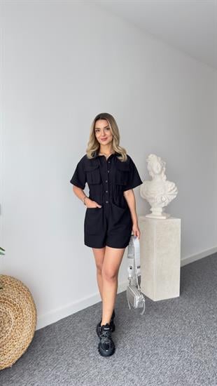 Pote Bel Lastikli Siyah Mngo Tulum