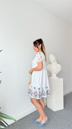 Ruse Nakış Detaylı Poplin Elbise 