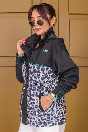 Tws Model Leopar Desenli Kapüşonlu Ceket 