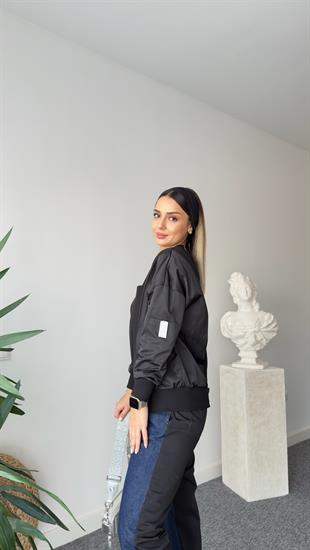 Siyah Pietra Paraşüt Garnili Sweat
