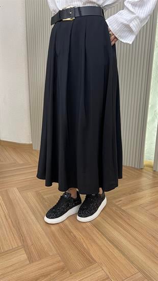 Enza Kemerli Siyah Tensel Etek