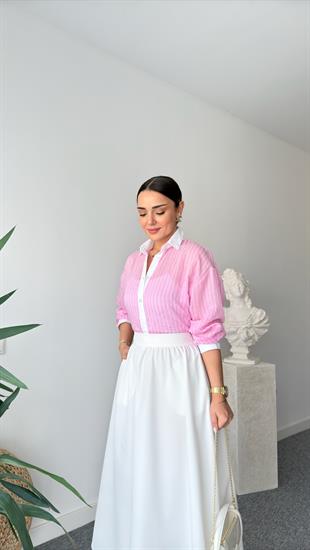 Pembe Moi Çizgili Gömlek