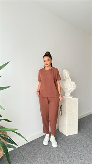 Kahve Jaker  Keten Salaş Takım