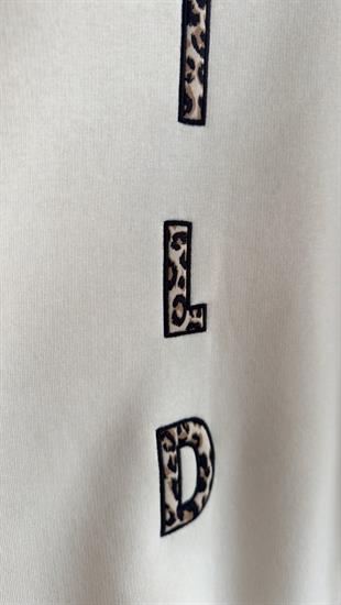 Önü Fermuarlı Kaplan Nakışlı Bej Sweatshirt