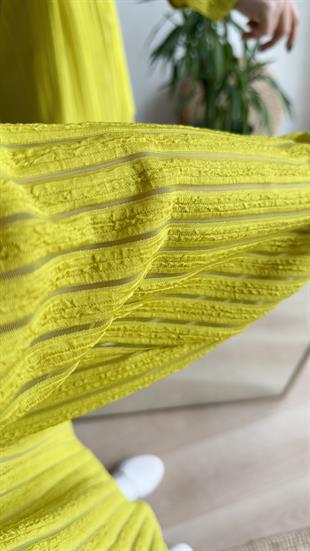 Fermuarlı Şerit Detay Yeşil Ceket