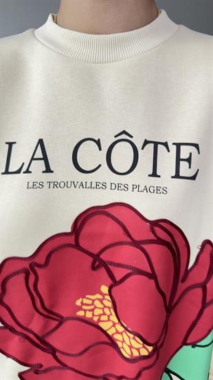 Cote Zincirli Ve Gül Baskı Sweatshirt