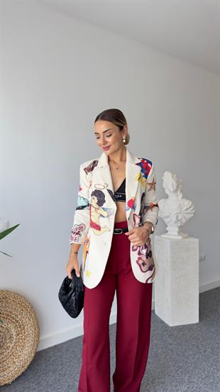 Özel Üretim Desenli Blazer Ceket
